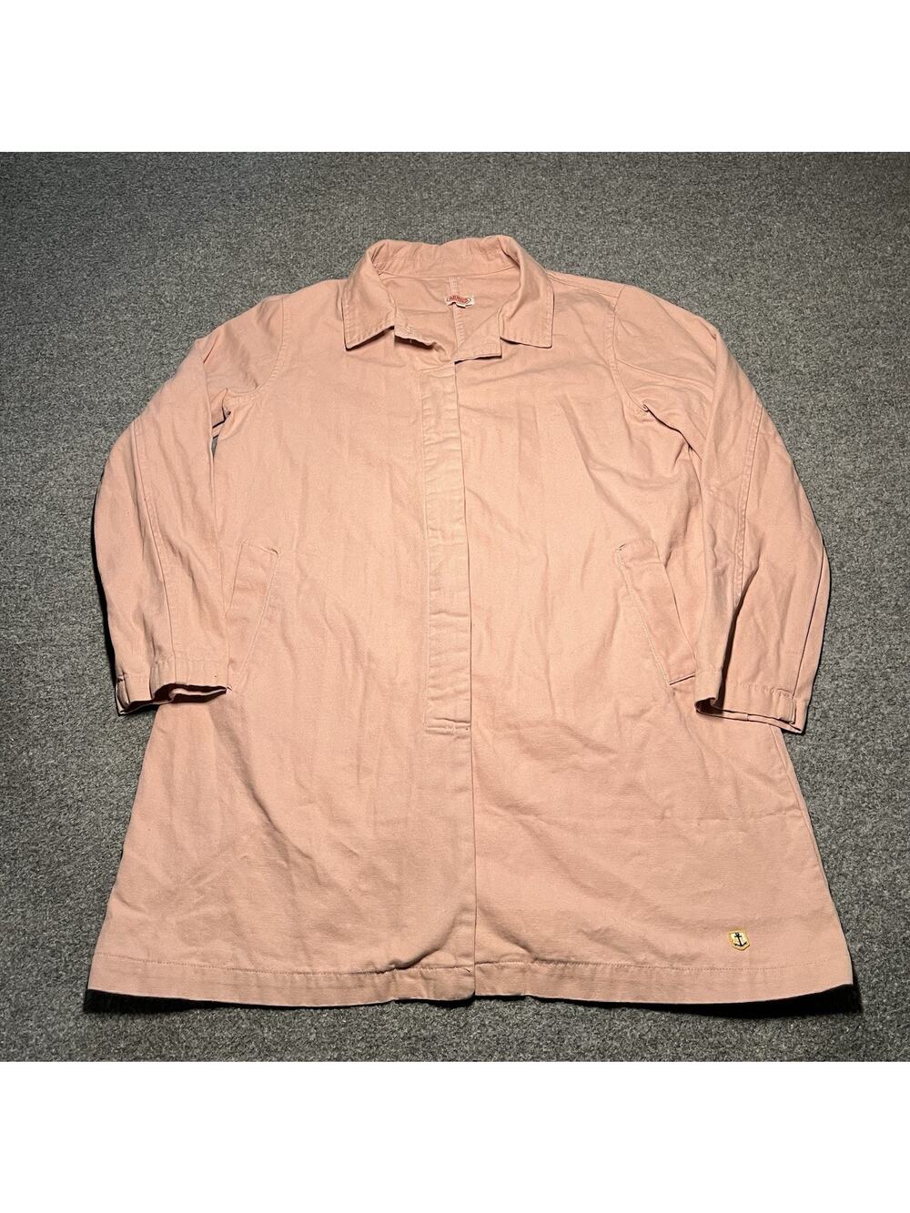 Armor Lux Heritage Overcoat Womens XL 44 Pink Canvas Jacket Button Cotton Preppy